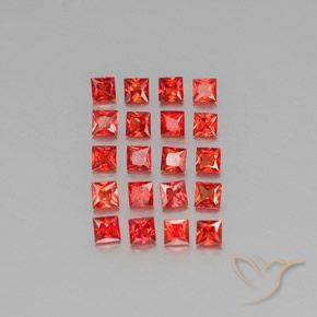 2.50 ctw Red Sapphire Gemstones, Sapphire Gems in Princess-Cut Shape for Sale.