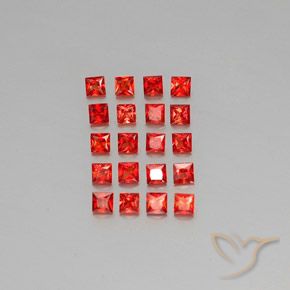 Fire Red Sapphire Gem - 0.1ct Princess-Cut (ID: 345404)