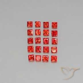 Medium Red Zaffiro Gem - 0.1ct Taglio Princess (ID: 345406)