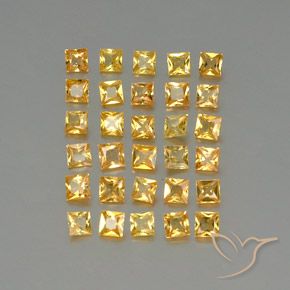 3.23 ctw Golden Sapphire Stones, Natural Sapphire in Princess-Cut Shape for Sale
