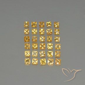 ゴールド サファイア 宝石 - 0.1ct プリンセスカット (ID: 345423)