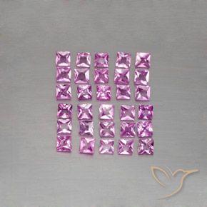 2.79 ctw Pink Sapphire Gemstones, Sapphire Gems in Princess-Cut Shape for Sale.