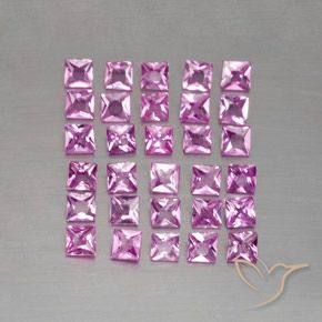 2.79 ctw Pink Sapphire Stones, Natural Sapphire in Princess-Cut Shape for Sale