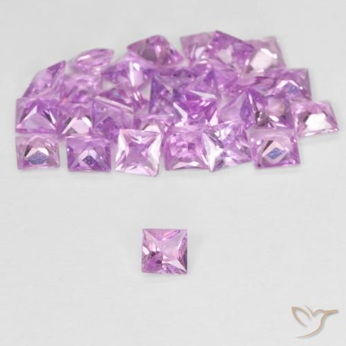 2.56 ctw Pink Sapphire Stones, Natural Sapphire in Princess-Cut Shape for Sale