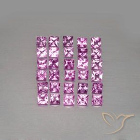 3.48 ctw Pink Sapphire Gemstones, Sapphire Gems in Princess-Cut Shape for Sale.