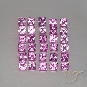3.48 ctw Pink Sapphire Stones, Natural Sapphire in Princess-Cut Shape for Sale