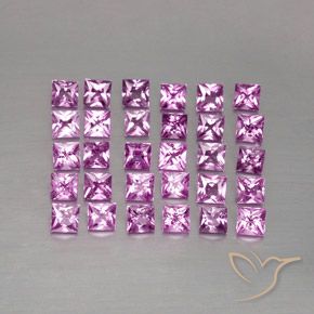 3.47 ctw Pink Sapphire Stones, Natural Sapphire in Princess-Cut Shape for Sale