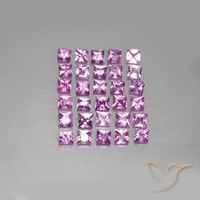 2.48 ctw Pink Sapphire Gemstones, Sapphire Gems in Princess-Cut Shape for Sale.