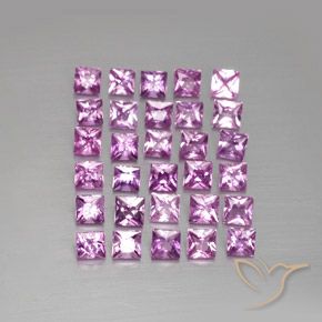 2.48 ctw Pink Sapphire Stones, Natural Sapphire in Princess-Cut Shape for Sale