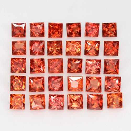 Square Cut Orange Sapphire Gemstone 5 Pcs Lot Natural 2.70 Ct/3mm Certified GK10 