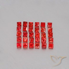 3.26 ctw Red Sapphire Gemstones, Sapphire Gems in Princess-Cut Shape for Sale.