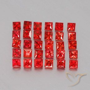 3.26 ctw Red Sapphire Stones, Natural Sapphire in Princess-Cut Shape for Sale