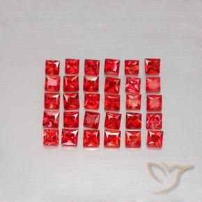 Lot de 30pc pièces de Saphirs Rouge vif Carré de Tanzanie, taille 2,7 x 2,6mm, poids total 3,74 ct / moyenne 0,12 ct chaque, dureté de Mohs 9 convient aux bijoux de tous les jours, pierre de sagesse, Symbolise l'abondance et la prospérité, Photo A