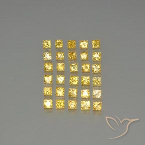 3.51 ctw Yellow Sapphire Gemstones, Sapphire Gems in Princess-Cut Shape for Sale.