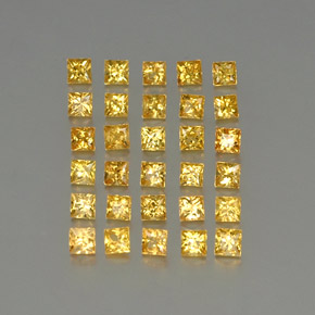 3.91 ct Gold Sapphire Stone, Natural Sapphire in Princess-Cut Shape for Sale