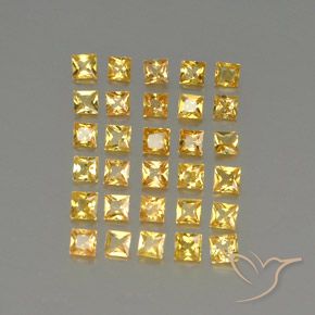 3.11 ctw Yellow Sapphire Stones, Natural Sapphire in Princess-Cut Shape for Sale