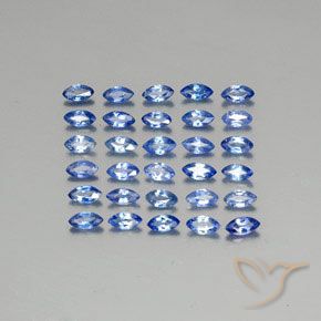 Lote de 30 piezas de Zafiro Azul Forma marquesa de Sri Lanka - Tamaño 4,1 x 2,1mm, peso 2,73 ct en total / promedio. 0,09 ct cada uno, Color: Azul oscuro medio, Dureza Mohs 9 Adecuado para joyas de uso diario, Piedra de la sabiduría, Photo A