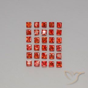 3.57 ct Loose Orange Sapphire, 2.6 x 2.6 mm Princess Cut From Tanzania, Photo A