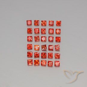 3.47 ctw Red Sapphire Gemstones, Sapphire Gems in Princess-Cut Shape for Sale.