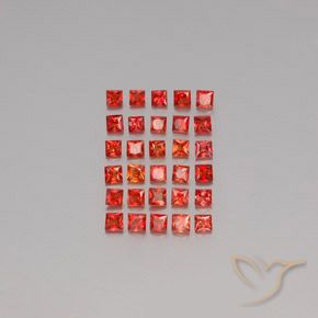 2.84 ctw Red Sapphire Gemstones, Sapphire Gems in Princess-Cut Shape for Sale.