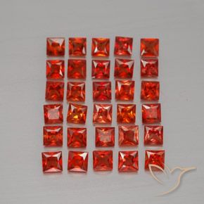 3.67 ctw Red Sapphire Gemstones, Sapphire Gems in Princess-Cut Shape for Sale.