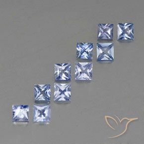 2.64 ctw Blue Sapphire Stones, Natural Sapphire in Princess-Cut Shape for Sale