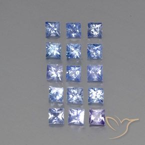 3.56 ctw Blue Sapphire Stones, Natural Sapphire in Princess-Cut Shape for Sale