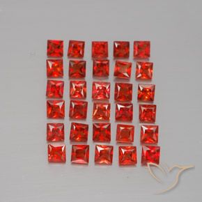 2.66 ctw Red Sapphire Gemstones, Sapphire Gems in Princess-Cut Shape for Sale.