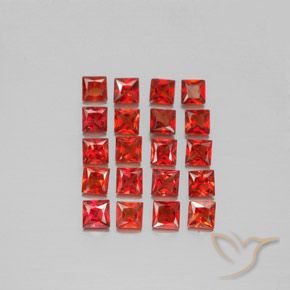 Fire Red Saphir Edelstein - 0.1ct Prinzess-Schliff (ID: 346090)