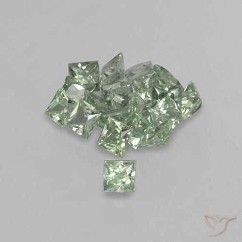 2.31 ctw Green Sapphire Stones, Natural Sapphire in Princess-Cut Shape for Sale