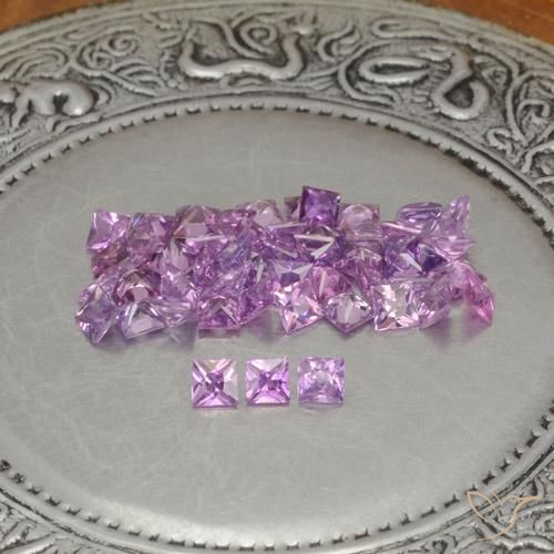 4.65 ctw Purple Sapphire Stones, Natural Sapphire in Princess-Cut Shape for Sale
