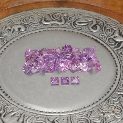 Sapphire Gemstones in 2.5 x 2.5 mm Size for Sale, Sapphire Stones in Pinkish Purple Color