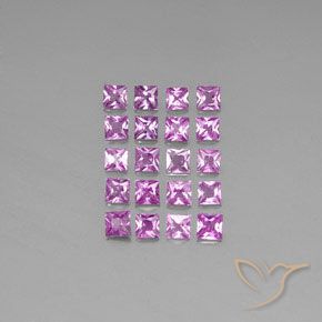 3.50 ctw Purple Sapphire Gemstones, Sapphire Gems in Princess-Cut Shape for Sale.