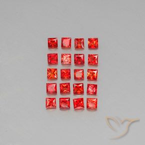 Bright Red Sapphire Gem - 0.1ct Princess-Cut (ID: 346426)