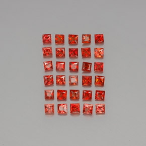 Fire Red Sapphire Gem - 0.1ct Princess-Cut (ID: 346435)