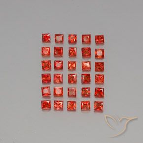 Fire Red Saphir Edelstein - 0.1ct Prinzess-Schliff (ID: 346436)