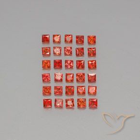 Fire Red Sapphire Gem - 0.1ct Princess-Cut (ID: 346438)