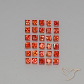 2.63 ctw Red Sapphire Gemstones, Sapphire Gems in Princess-Cut Shape for Sale.
