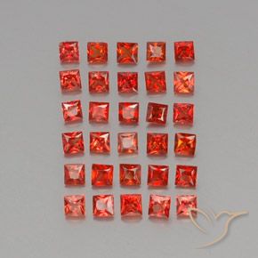 2.48 ctw Red Sapphire Stones, Natural Sapphire in Princess-Cut Shape for Sale