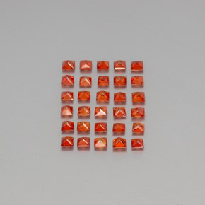 Sapphire Gemstone in 2.5 x 2.5 mm Size for Sale, Sapphire Stone in Red Orange Color