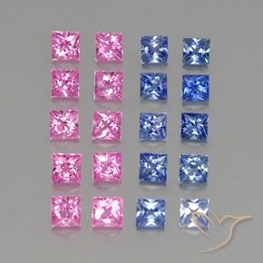 3.79 ctw Multicolor Sapphire Stones, Natural Sapphire in Princess-Cut Shape for Sale