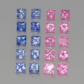 4.74 ctw Multicolor Sapphire Stones, Natural Sapphire in Princess-Cut Shape for Sale