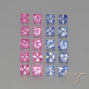 3.50 ctw Multicolor Sapphire Stones, Natural Sapphire in Princess-Cut Shape for Sale