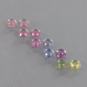 2.69 ctw Multicolor Sapphire Gemstones, Sapphire Gems in Round Cabochon Shape for Sale.