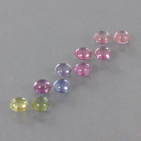 2.69 ctw Multicolor Sapphire Stones, Natural Sapphire in Round Cabochon Shape for Sale