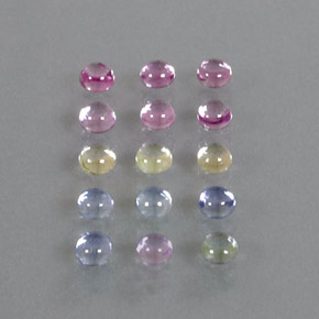 3.30 ct Multicolor Sapphire Stone, Natural Sapphire in Round Cabochon Shape for Sale