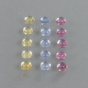 2.68 ctw Multicolor Sapphire Stones, Natural Sapphire in Round Cabochon Shape for Sale