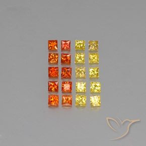 2.83 ctw Multicolor Sapphire Gemstones, Sapphire Gems in Princess-Cut Shape for Sale.
