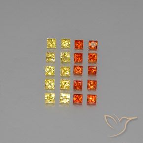 2.22 ctw Multicolor Sapphire Gemstones, Sapphire Gems in Princess-Cut Shape for Sale.