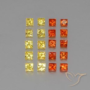 2.22 ctw Multicolor Sapphire Stones, Natural Sapphire in Princess-Cut Shape for Sale